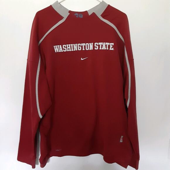 Washington State Cougars Sweatshirt Mens L Red Long Sleeve Therma Fit Y2K Nike - Picture 1 of 9